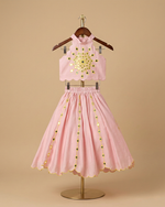 Load image into Gallery viewer, Dusty Pink Chanderi Silk Girls Lehenga Set with Mirror Work & Dupatta