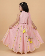 Load image into Gallery viewer, Dusty Pink Chanderi Silk Girls Lehenga Set with Mirror Work & Dupatta