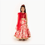 Load image into Gallery viewer, Red & Ivory Floral Lehenga Set - BYB PREMIUM