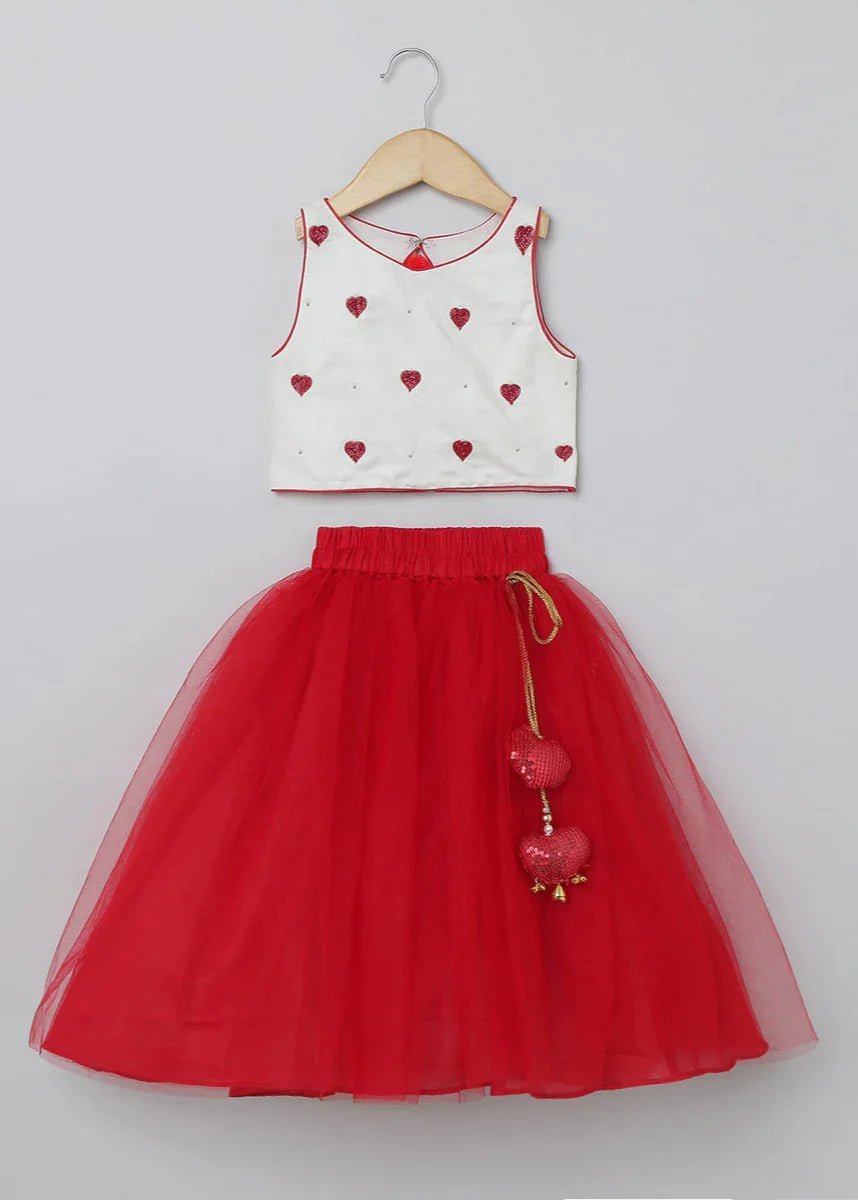 Red & White Ethnic Set for Girls - BYB PREMIUM