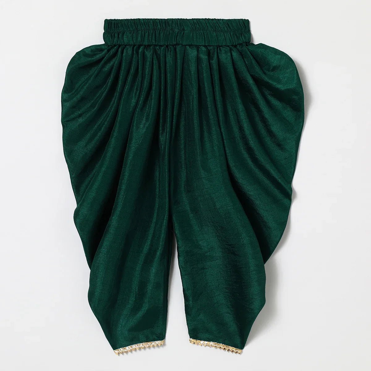 Rust printed lace embellished kurta and green dhoti set byb premium