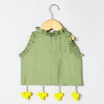 Load image into Gallery viewer, Sage green Chanderi mirror work top skirt and Dupatta - BYB PREMIUM