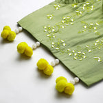 Load image into Gallery viewer, Sage green Chanderi mirror work top skirt and Dupatta - BYB PREMIUM