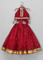Load image into Gallery viewer, Traditional Red Cotton Kota Halter Top & Bandhani Skirt Set for Baby Girls - BYB PREMIUM