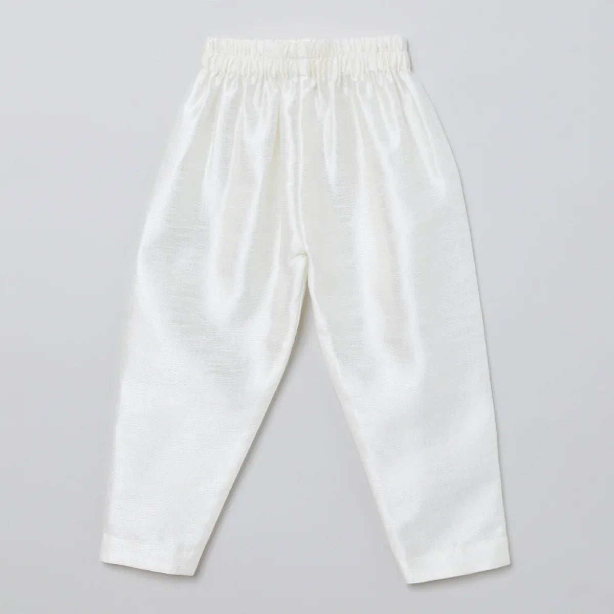 White & Baby Pink Raw Silk Kurta - Pyjama Set for Boys - BYB PREMIUM