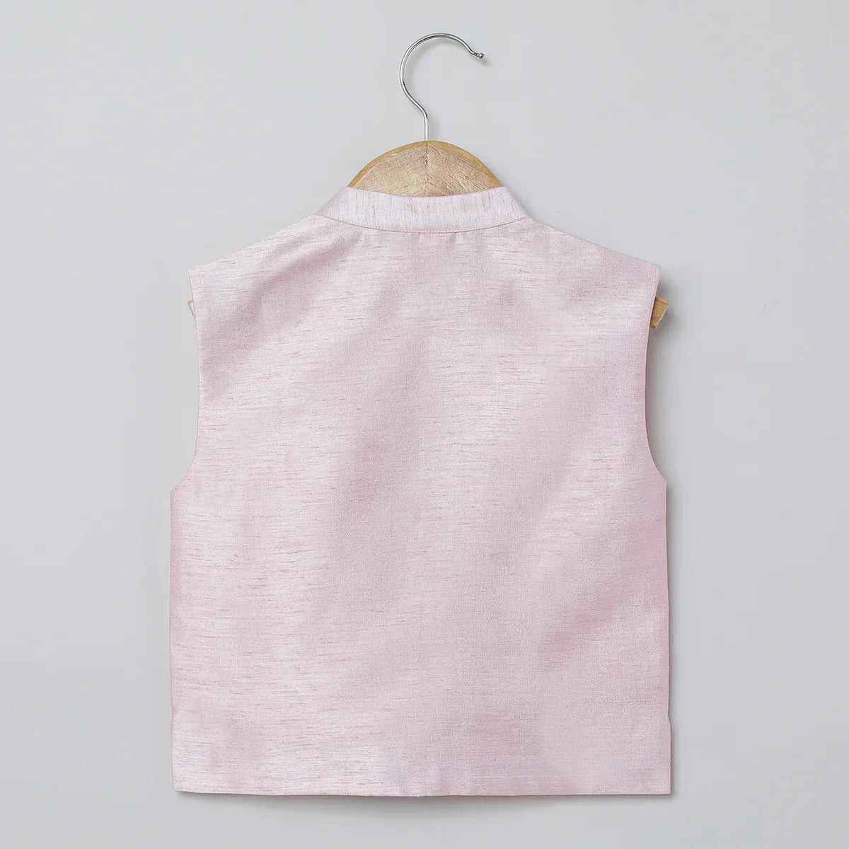 White & baby pink raw silk kurta pyjama set for boys byb premium