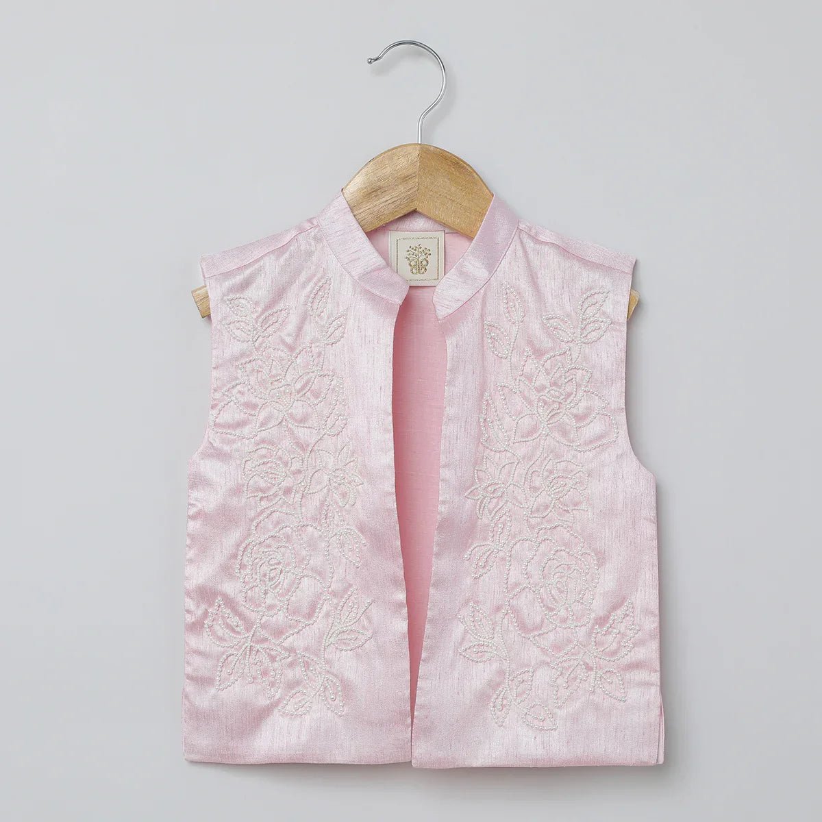 White & baby pink raw silk kurta pyjama set for boys byb premium