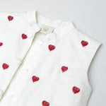 Load image into Gallery viewer, White Cotton Kurta Pyjama Set with Red Heart Embroidered Jacket for Boys - BYB PREMIUM
