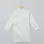 Load image into Gallery viewer, White Cotton Kurta Pyjama Set with Red Heart Embroidered Jacket for Boys - BYB PREMIUM