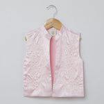 Load image into Gallery viewer, White Kurta Pyjama Set with Baby Pink Raw Silk Embroidered Jacket for Boys - BYB PREMIUM