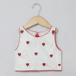 Load image into Gallery viewer, White & Red Heart Embroidered Top Skirt Set for Girls | Cotton & Tulle - BYB PREMIUM