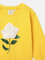 Load image into Gallery viewer, Yellow 3D Floral Embroidered Cotton Sweatshirt - BYB PREMIUM