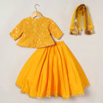 Load image into Gallery viewer, Yellow & Gold Mirror Work Lehenga Set for Girls | Georgette & Art Silk - BYB PREMIUM