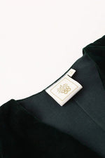 Load image into Gallery viewer, Emerald Green Velvet Shrug with Puff Sleeves & Brooch - BYB PREMIUM