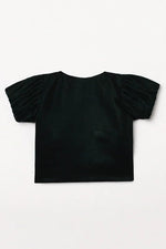 Load image into Gallery viewer, Emerald Green Velvet Shrug with Puff Sleeves & Brooch - BYB PREMIUM