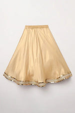 Load image into Gallery viewer, Girls Yellow & Gold Lehenga Set with Pink Dupatta & Halter Neck Blouse - BYB PREMIUM