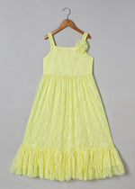 Load image into Gallery viewer, Lime Ruffle Lace Maxi Dress for Girls - BYB PREMIUM