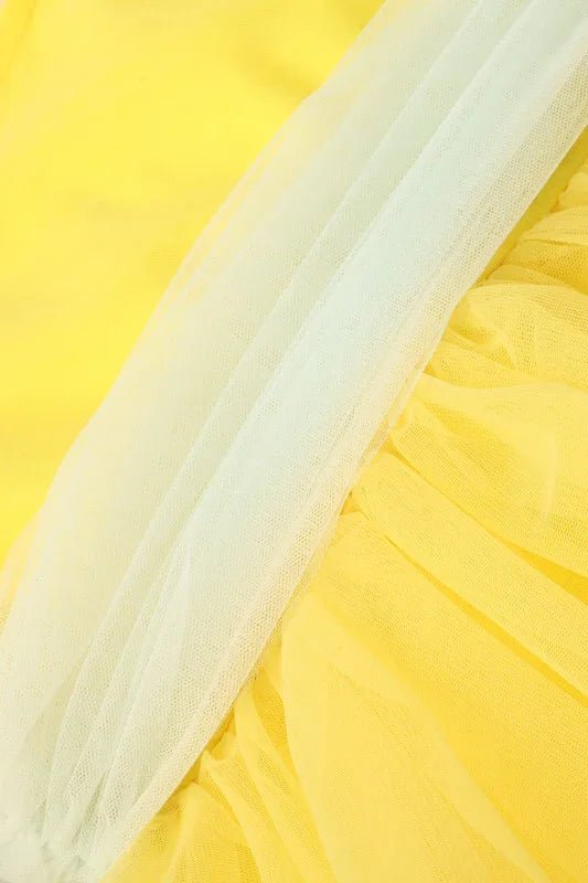 Sunny delight yellow tulle dress with matching belt byb premium