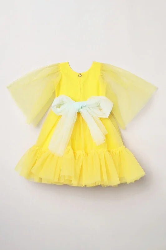 Sunny delight yellow tulle dress with matching belt byb premium