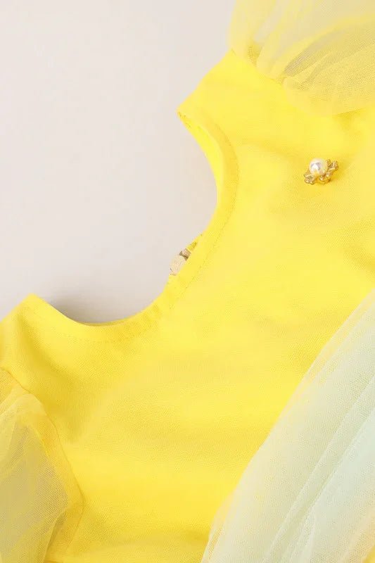 Sunny delight yellow tulle dress with matching belt byb premium