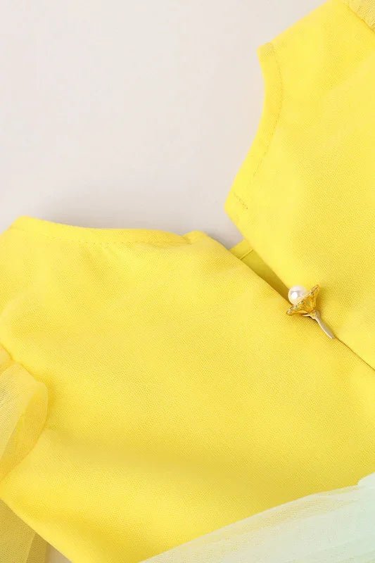 Sunny delight yellow tulle dress with matching belt byb premium