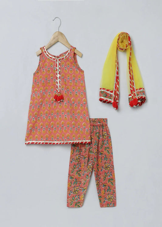 Light Orange, Red & Yellow Ethnic Set for Girls