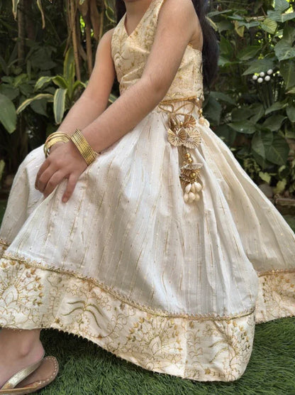 Off white halter chandler-skirt and embroidered  top set