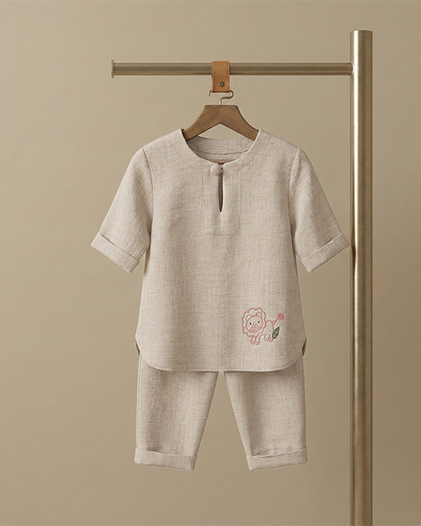 Pure linen coord set for boys