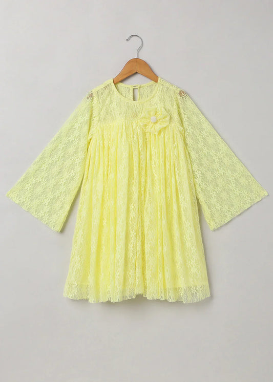 Lemon Yellow Lace Dress
