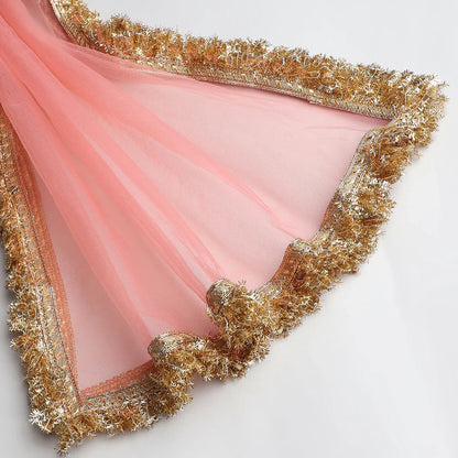 Ivory & Gold Organza Lehenga Set with Embroidered Blouse