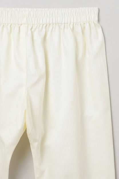 BYB White Cotton Kurta Pajama Set