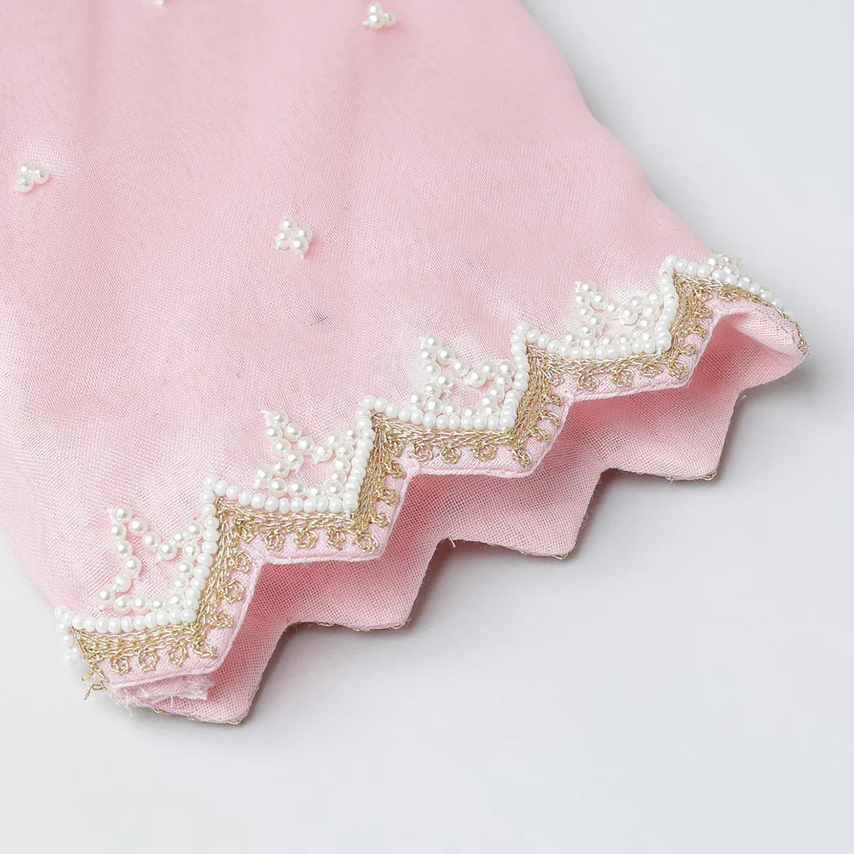 Baby Pink & White Dress with Embroidered Jacket for Girls