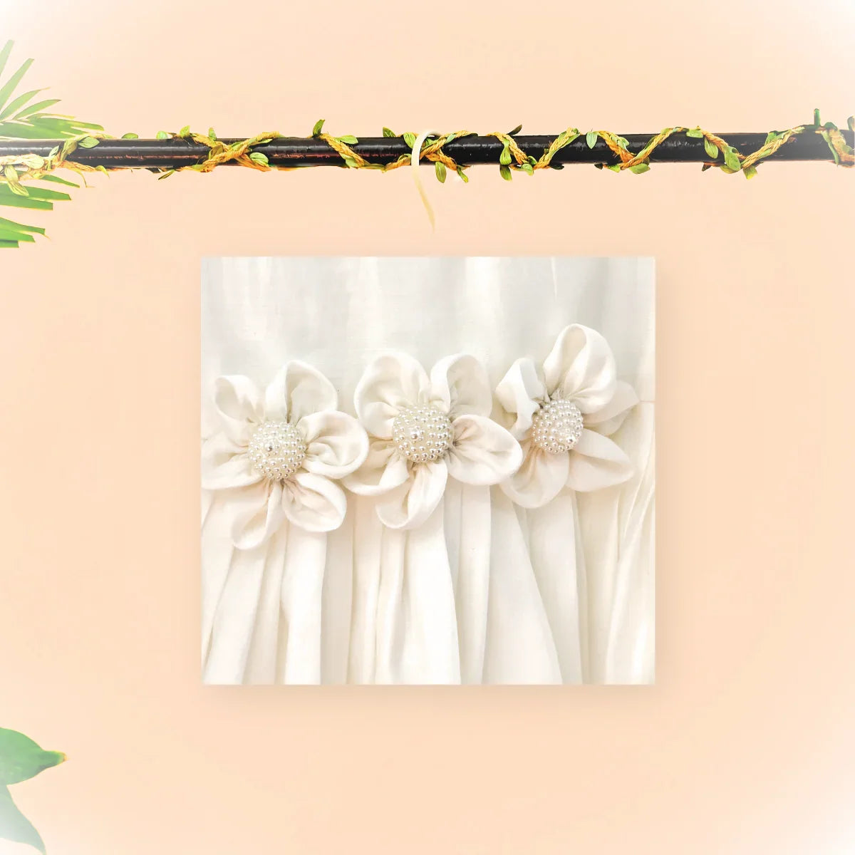 Roman silk baloon sleeve with 3D flower top