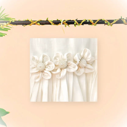 Roman silk baloon sleeve with 3D flower top