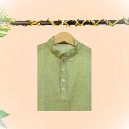 Grass green Baby checks short kurta