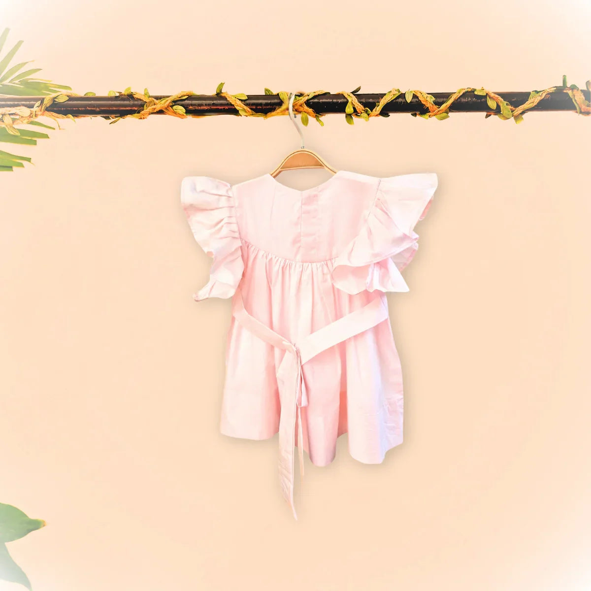 Paper poplin baby pink butterfly sleeve top