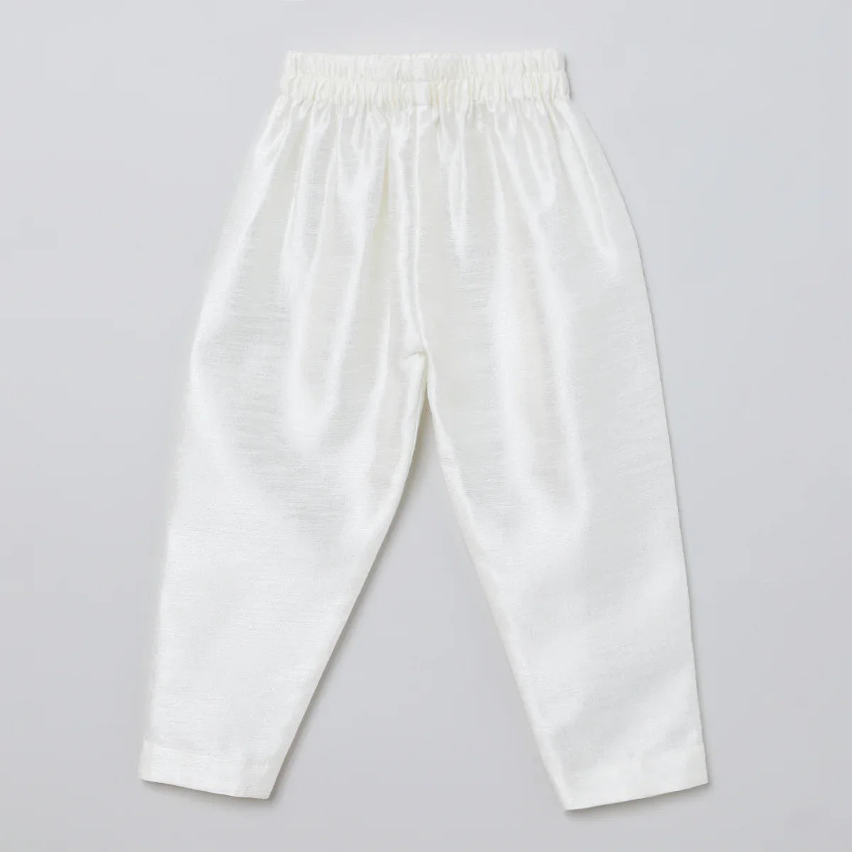 White & Baby Pink Raw Silk Kurta-Pyjama Set for Boys