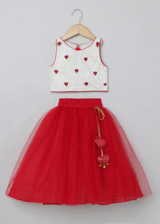 Red & White Ethnic Set for Girls