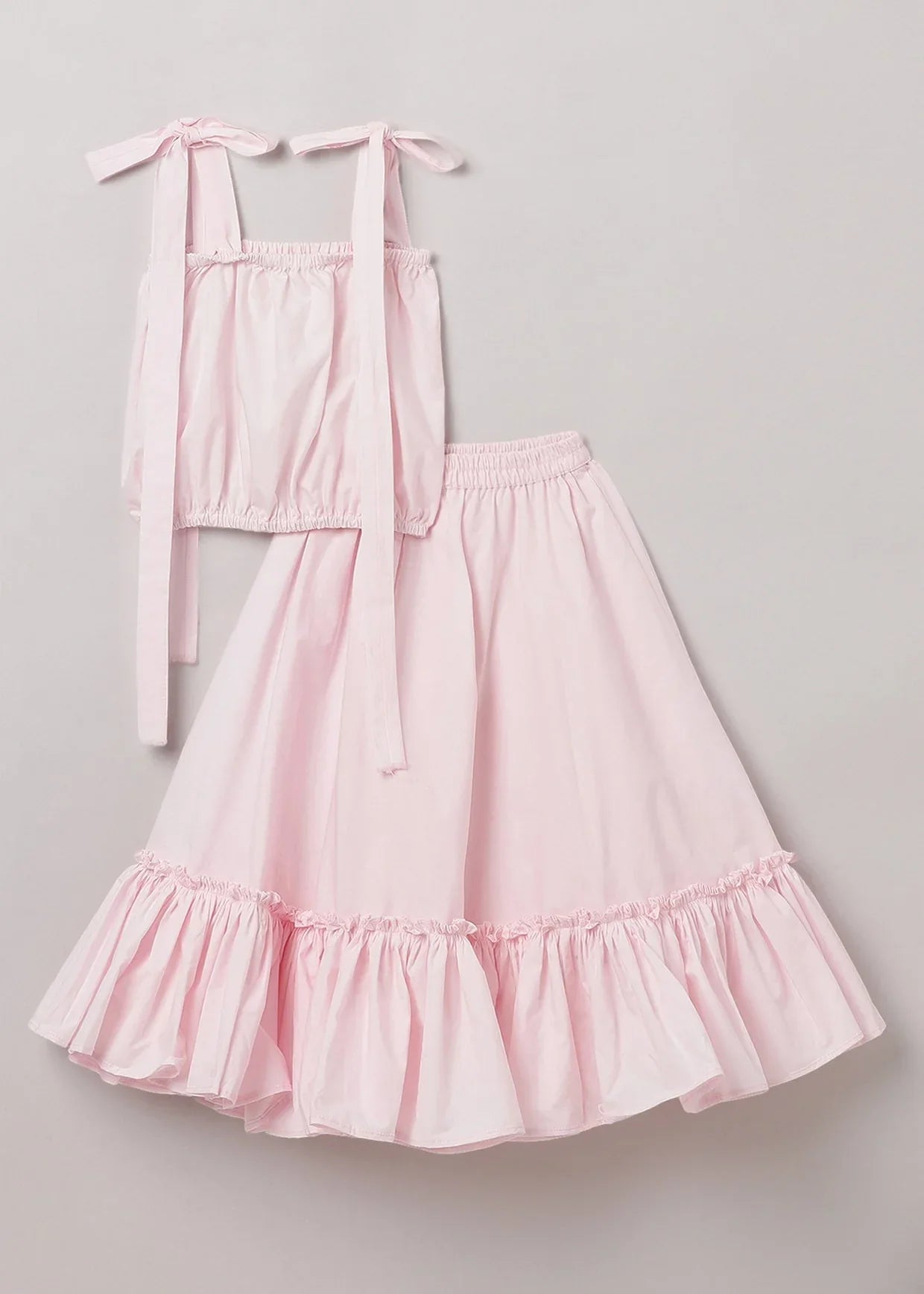 Baby Pink Strap Top & Skirt Set for Girls