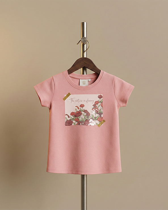 Blush Pink Cotton T-Shirt for Girls