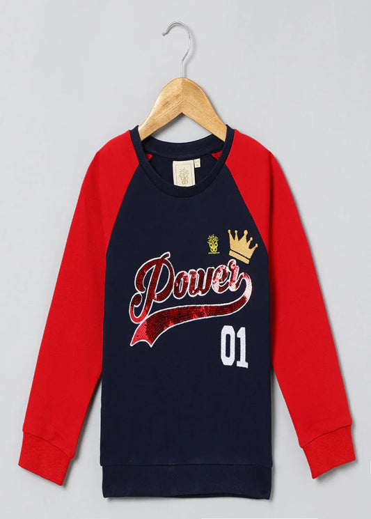 Power Play Sequin Sweatshirt – Red & Blue
