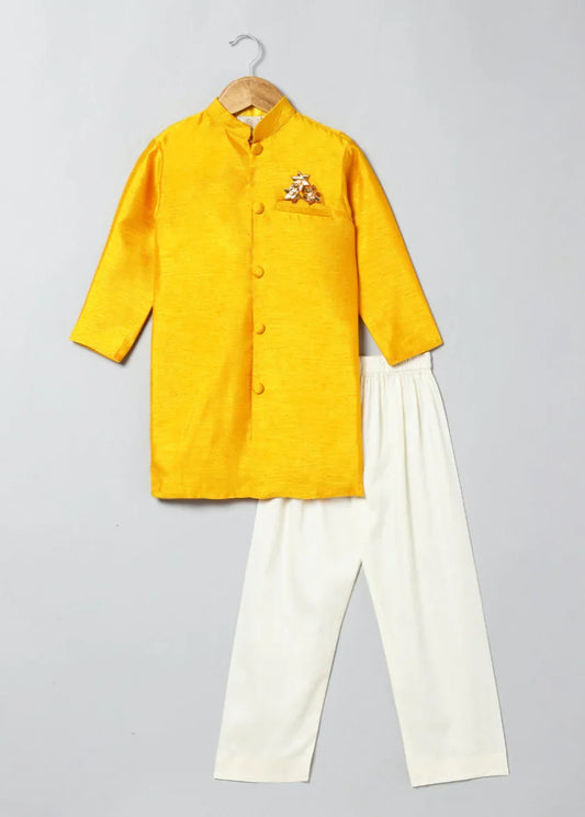 Sunlit Charm Matka Silk Kurta Set