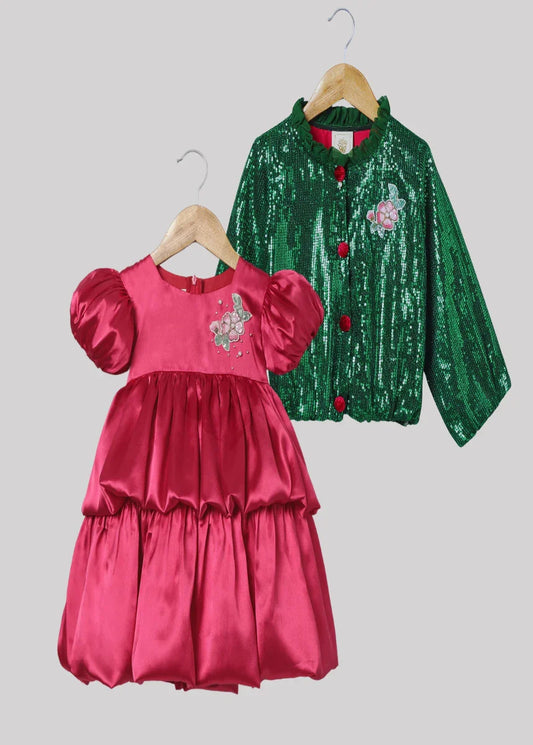 Sequins Dress And Jacket For Girls