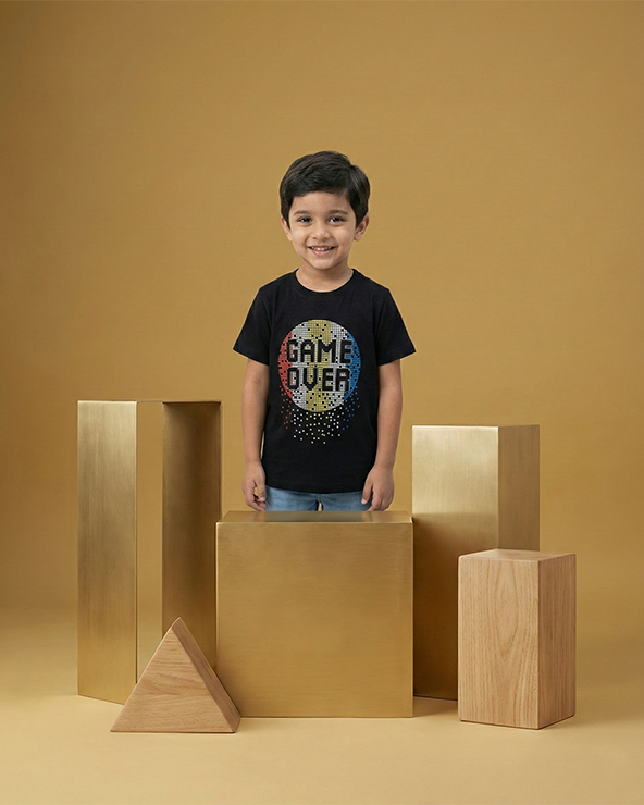 Alluring Luxe  Black gel printed T-shirt