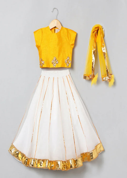 Yellow & White Gota Work Lehenga Set