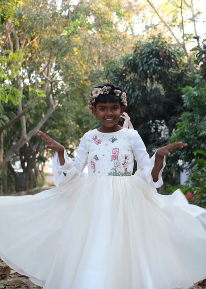 White Organza Gown for Girls