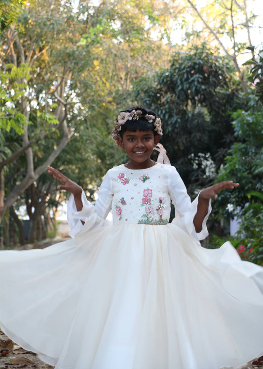 White Organza Gown for Girls
