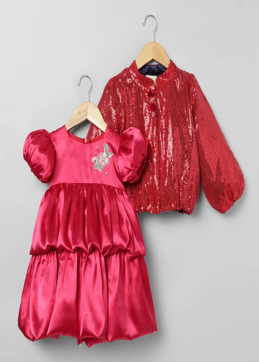 Sequins Dress And Jacket For Girls