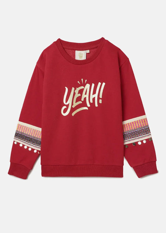 Red “YEAH!” Print Sweatshirt – Unisex