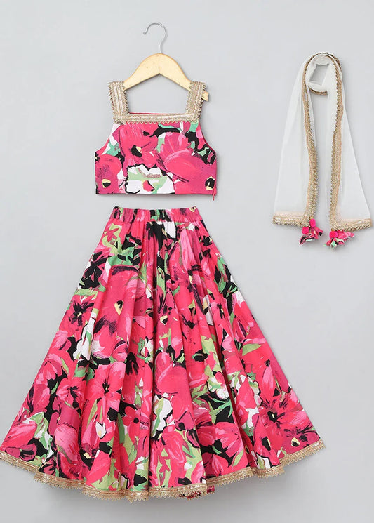 Multi-Color Floral Lehenga Set for Girls